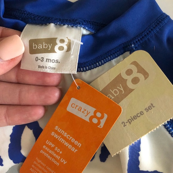 NWT Crazy 8 swim trunks and rashguard “Local” palm tree set - Picture 3 of 3